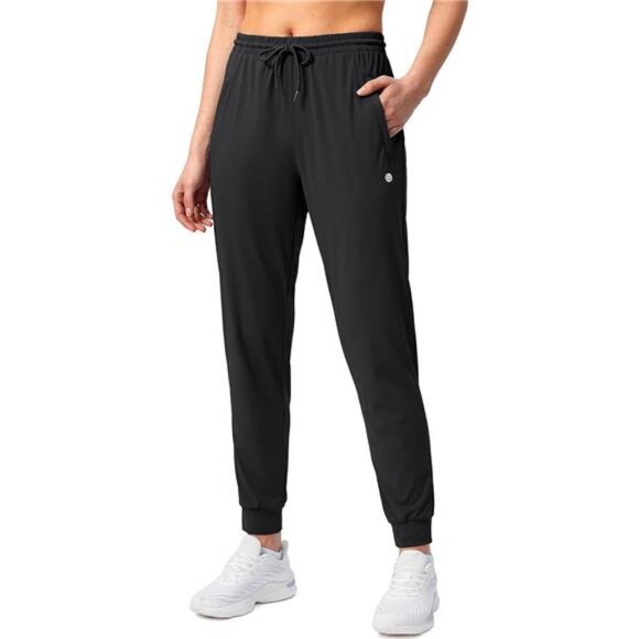 Women's Joggers Pants with Zipper Pockets Tapered Running